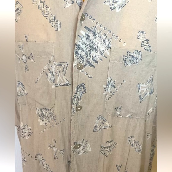 Mens Shirt vintage shirt short sleeves loose fit open collar soft rayon linen - Picture 10 of 10